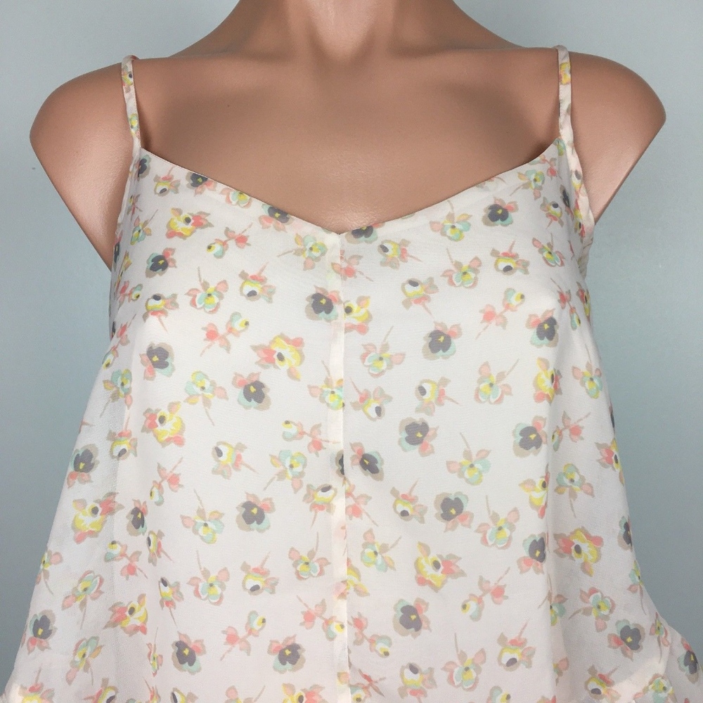 🛍 Lauren Conrad Floral Tank, Pink Print, Size XS - Picture 2 of 7